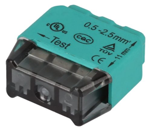 Tracon RVU2,5-3 Csavar nélküli vezetékösszekötő, zöld 3x0,5-2,5mm2, 450VAC, max. 16A