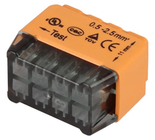 Tracon RVU2,5-8 Csavar nélküli vezetékösszekötő, narancssárga 8x0,5-2,5mm2, 450VAC, max. 16A