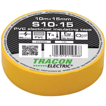 Tracon S10-15 PVC szigetelőszalag sárga 10m 15mm