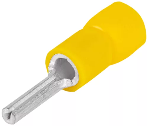 Tracon SCS, Szigetelt csapos saru, ónozott elektrolitréz, sárga 6mm2, (l1=13mm, d1=3,5mm), PVC