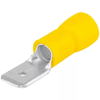   Tracon SCS6, Szigetelt rátolható csatlakozó csap, sárgaréz, sárga 6,3×0,8mm, 6mm2