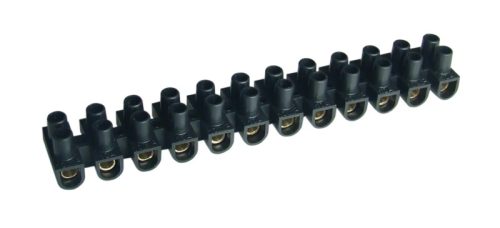 Tracon SF15A-H-L, Flex. nyomólemezes sorozatkapocs, H profil, 12 tag, fekete 10 mm2, 450VAC, 50A, PP