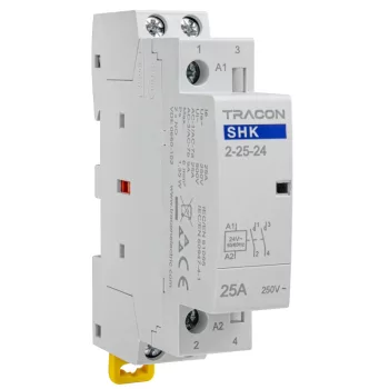   Tracon SHK2-25-24, Installációs kontaktor 24V AC, 50Hz, 1 Mod, 2×NO, AC1/AC7a, 25A