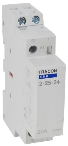 Tracon SHK2-25-24, Installációs kontaktor 24V AC, 50Hz, 1 Mod, 2×NO, AC1/AC7a, 25A