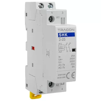   Tracon SHK2-25, Installációs kontaktor 230V AC, 50Hz, 1 Mod, 2×NO AC1/AC7a, 25A