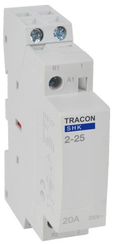 Tracon SHK2-25, Installációs kontaktor 230V AC, 50Hz, 1 Mod, 2×NO AC1/AC7a, 25A