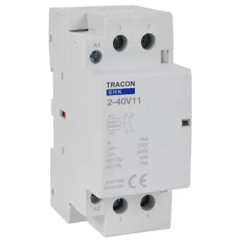   Tracon SHK2-40V11, Installációs kontaktor 230V AC, 50Hz, 2 Mod, 1×NO+1×NC, AC1/AC7a, 40A