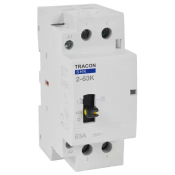   Tracon SHK2-63K, Installációs kontaktor 230V AC, 50Hz, 2 Mod, 2×NO, AC1/AC7a, 63A