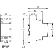 Tracon SHK3-25, Installációs kontaktor 230V AC, 50Hz, 2 Mod, 3×NO, AC1/AC7a, 25A