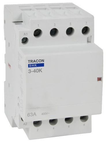 Tracon SHK3-40, Installációs kontaktor 230V AC, 50Hz, 3 Mod, 3×NO, AC1/AC7a, 40A