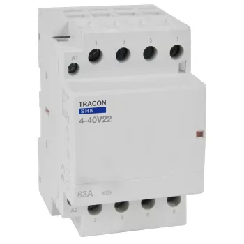   Tracon SHK4-40V22, Installációs kontaktor 230V AC, 50Hz, 3 Mod, 2×NO+2×NC, AC1/AC7a, 40A
