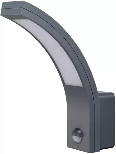 Tracon SLIA15W, Mozgásérzékelős fali lámpatest, ívelt forma, antracit 230VAC, 15W, 140°, 2-9m, 10s-5m, 4500K ,EEI=A, IP54, 1100lm