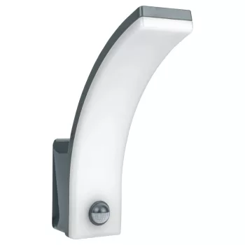   Tracon SLIBA20W Mozgásérzékelős fali lámpatest, ívelt forma, antracit 230VAC, 20W, 140°, 2-9m,10s-15m, 4500K , IP65, 2300lm, EEI=E