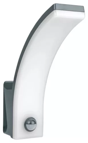 Tracon SLIBA20W Mozgásérzékelős fali lámpatest, ívelt forma, antracit 230VAC, 20W, 140°, 2-9m,10s-15m, 4500K , IP65, 2300lm, EEI=E
