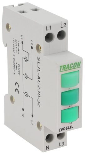 Tracon SLJL-AC230-3Z, Sorolható ledes jelzőlámpa, zöld, zöld, zöld 3×230V AC
