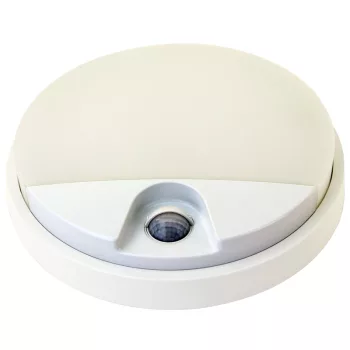   Tracon SLK10W, Mozgásérzékelős kerek fali lámpatest 230VAC, 10W, 140°, 2-9m, 10s-5m, 4500K ,EEI=A, IP54, 800lm