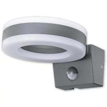   Tracon SLOMA20W Mozgásérzékelős fali lámpatest, gyűrű forma, antracit 230VAC,20W,1700lm,4500K,10s-5m,3-2000lx,9m,IP65,EEI=F