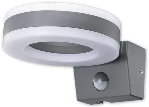 Tracon SLOMA20W Mozgásérzékelős fali lámpatest, gyűrű forma, antracit 230VAC,20W,1700lm,4500K,10s-5m,3-2000lx,9m,IP65,EEI=F