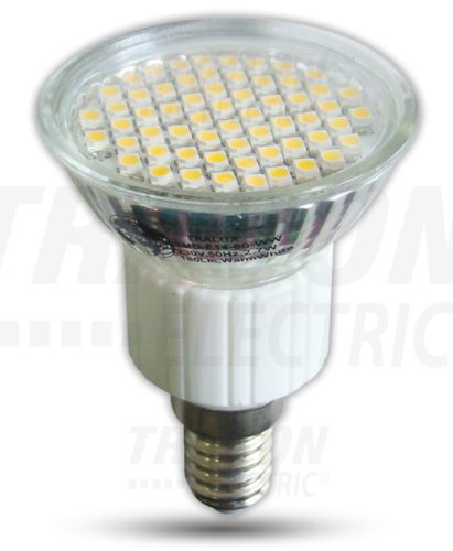 Tracon SMD-E14-60-CW, SMD LED spot fényforrás 230V, 50Hz, E14, 2,7W, 6300K, 200lm, 60×LED, 120°