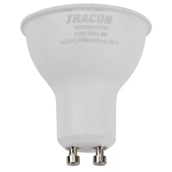 Tracon SMDCGU108W Műanyag házas SMD LED spot fényforrás CREE chippel, GU10, 8W, 710lm, 3000K, 120°, EEI=F