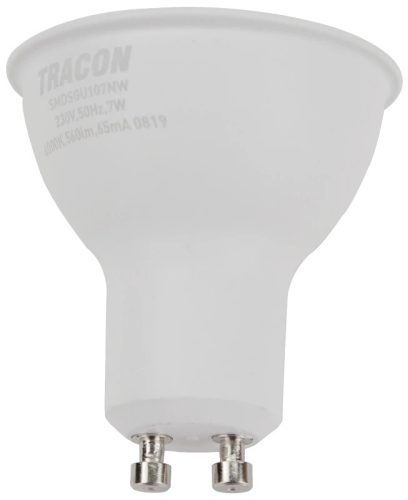 Tracon SMDSGU107NW, Műanyag házas SMD LED spot fényforrás SAMSUNG chippel 230V,50Hz,GU10,7W,560lm,4000K,120°,SAMSUNG chip,
