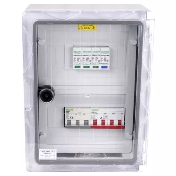   Tracon SPBPV316 Túlfeszültség-védelmi doboz fotovoltaikus rendszerekhez 330×250×130mm,IP65,IK10,AC1+2, 400V, In:16A, Iimp:12.5kA,