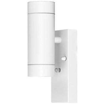   Tracon SPGU10IPFA2F Oldalfali spot lámpatest alkonykapcsolóval, kültéri, fehér 100-240VAC, 50Hz, 2xGU10, max.35W, 30lux, IP44