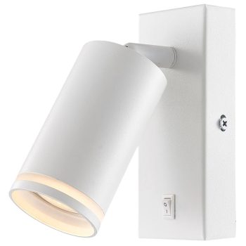   Tracon SPGU10LFW Oldalfali állítható spot lámpatest, fehér, kapcsolóval 100-240VAC, 50Hz, 1xGU10, max.35W