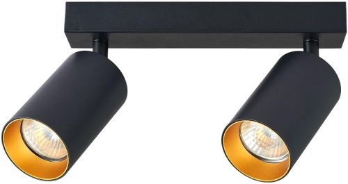 Tracon SPGU10MA2GB Mennyezeti állítható spot lámpatest, fekete, arany reflektor 100-240VAC, 50Hz, 2xGU10, max.2x35W