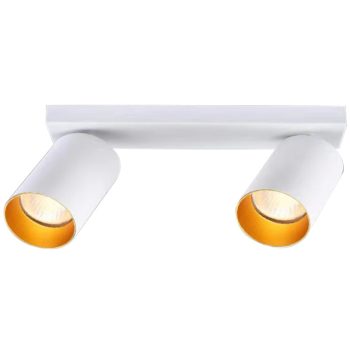   Tracon SPGU10MA2GW Mennyezeti állítható spot lámpatest, fehér, arany reflektor 100-240VAC, 50Hz, 2xGU10, max.2x35W