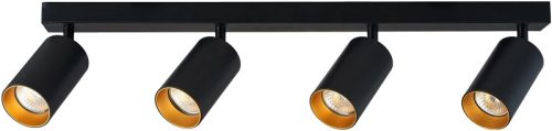 Tracon SPGU10MA4GB Mennyezeti állítható spot lámpatest, fekete, arany reflektor 100-240VAC, 50Hz, 4xGU10, max.4x35W