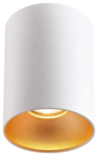 Tracon SPGU10MGW Mennyezeti spot lámpatest, hengeres, fehér, arany reflektor 100-240VAC, 50Hz, 1xGU10, max.35W