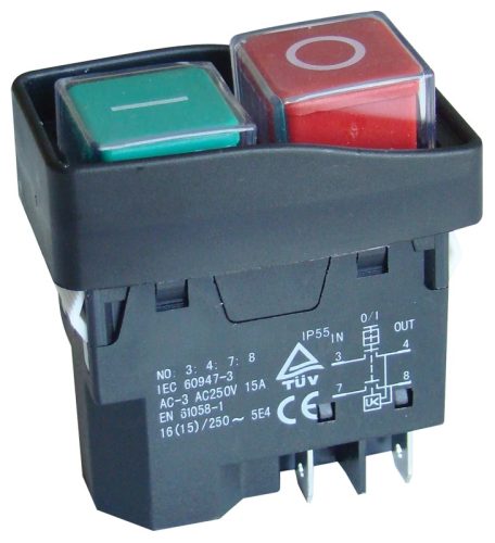 Tracon SSTM-03, Relés biztonsági kapcsoló, bepattintható, fekete kerettel 4PIN, 230VAC, 12A/AC3, IP54, 6,3×0,8