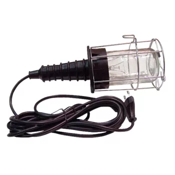   Tracon STL-03, Szerelőlámpa fém kerettel, üveg burával, II. év.o. 230V,50Hz,max.60W,5m, 2×0,75mm2, H05RN,EEI=A++,A+,A,B,C,D,E