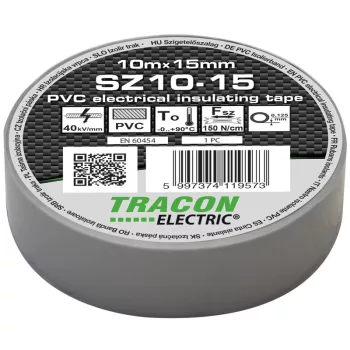 Tracon SZ10-15 PVC szigetelőszalag szürke 10m 15mm