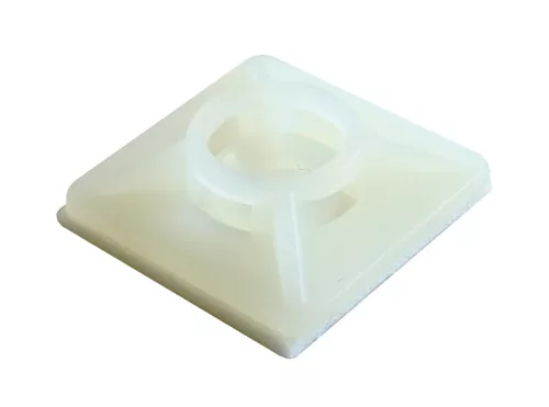 Tracon TALP190 Öntapadós/csavarozható, 4oldalt fűzhető kötegelő talp,natúr, 20×20mm, d=2,9mm, PA6.6