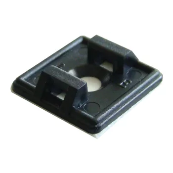 Tracon TALP191-2 Öntapadós/csavarozható, 2oldalt fűzhető kötegelő talp,fekete, 18,7×18,7mm, d=4,4mm,PA6.6