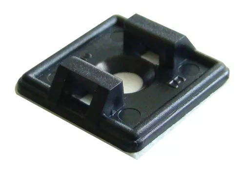 Tracon TALP191-2 Öntapadós/csavarozható, 2oldalt fűzhető kötegelő talp,fekete, 18,7×18,7mm, d=4,4mm,PA6.6
