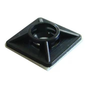 Tracon TALP191 Öntapadós/csavarozható, 4oldalt fűzhető kötegelő talp,fekete, 20×20mm, d=2,9mm, PA6.6