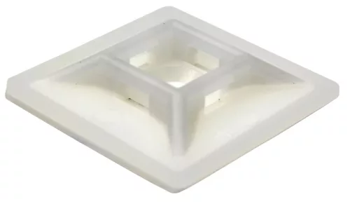 Tracon TALP200 Öntapadós/csavarozható, 4oldalt fűzhető kötegelő talp,natúr, 19×19mm, d=5mm, PA6.6, 3M