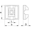 Tracon TALP270-2 Öntapadós/csavarozható, 2oldalt fűzhető kötegelő talp, natúr, 26,5×26,5mm, d=4,3mm, PA6.6