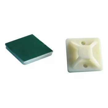 Tracon TALP270 Öntapadós/csavarozható, 4oldalt fűzhető kötegelő talp, natúr, 25×25mm, d=3,5mm, PA6.6