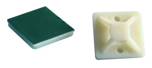 Tracon TALP270 Öntapadós/csavarozható, 4oldalt fűzhető kötegelő talp, natúr, 25×25mm, d=3,5mm, PA6.6