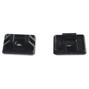   Tracon TALP271-2 Öntapadós/csavarozható, 2oldalt fűzhető kötegelő talp,fekete 26,5×26,5mm, d=4,3mm, PA6.6