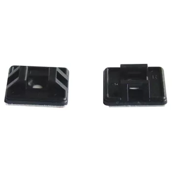 Tracon TALP271-2 Öntapadós/csavarozható, 2oldalt fűzhető kötegelő talp,fekete, 26,5×26,5mm, d=4,3mm, PA6.6