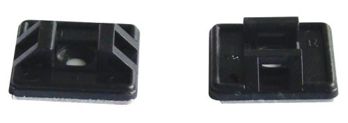 Tracon TALP271-2 Öntapadós/csavarozható, 2oldalt fűzhető kötegelő talp,fekete 26,5×26,5mm, d=4,3mm, PA6.6