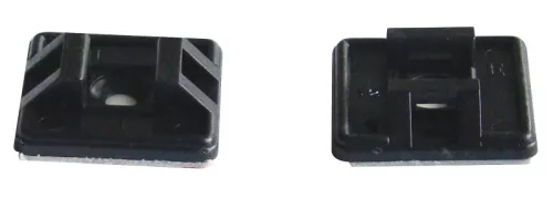 Tracon TALP271-2 Öntapadós/csavarozható, 2oldalt fűzhető kötegelő talp,fekete, 26,5×26,5mm, d=4,3mm, PA6.6
