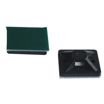   Tracon TALP271 Öntapadós/csavarozható, 4oldalt fűzhető kötegelő talp,fekete 25×25mm, d=3,5mm, PA6.6