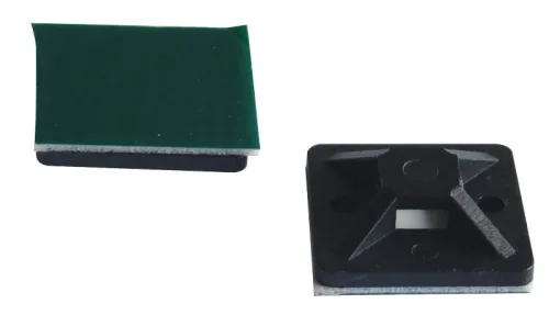 Tracon TALP271 Öntapadós/csavarozható, 4oldalt fűzhető kötegelő talp,fekete, 25×25mm, d=3,5mm, PA6.6