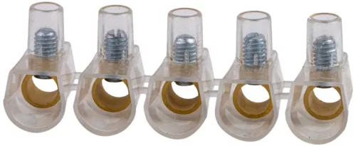Tracon TBT-10, Csavaros csatlakozó, átlátszó házzal, 5 tagú, 1 csavar 5×10mm2, 450VAC